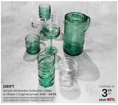 DRIFT Acrylic Drinkware Collection, Clear or Gr…