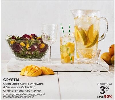CRYSTAL Open Stock Acrylic Drinkware & Servewar…