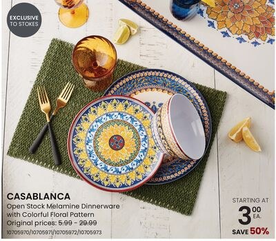 CASABLANCA Open Stock Melamine Dinnerware with …