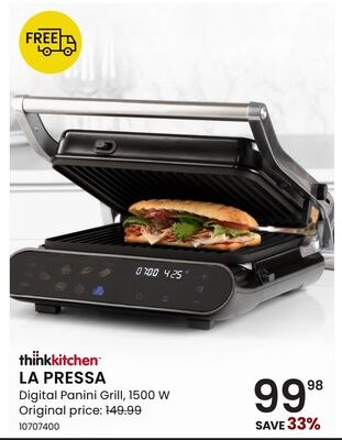 LA PRESSA Digital Panini Grill, 1500 W
