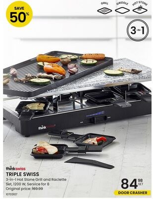 TRIPLE SWISS 3-in-1 Hot Stone Grill and Raclette