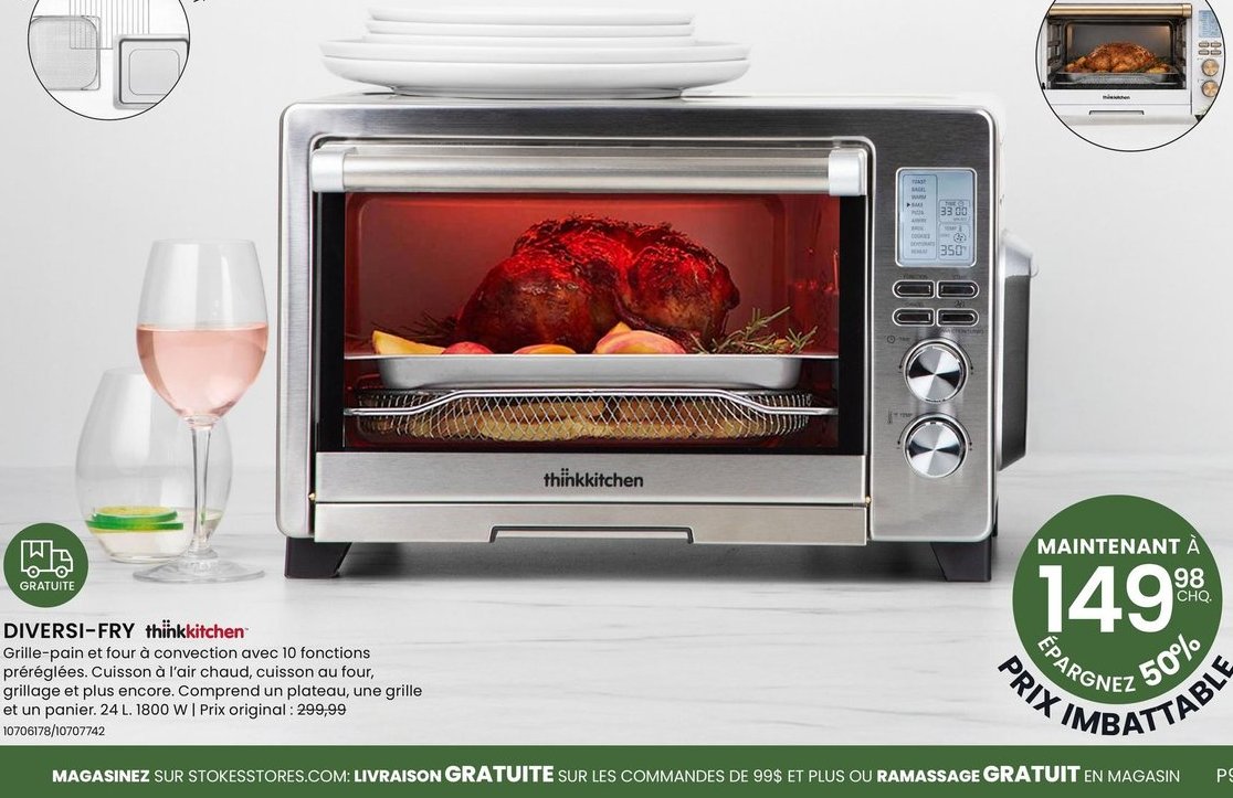 DIVERSI-FRY thinkkitchen Grille-pain et four à …