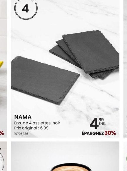 NAMA Ens. de 4 assiettes noir