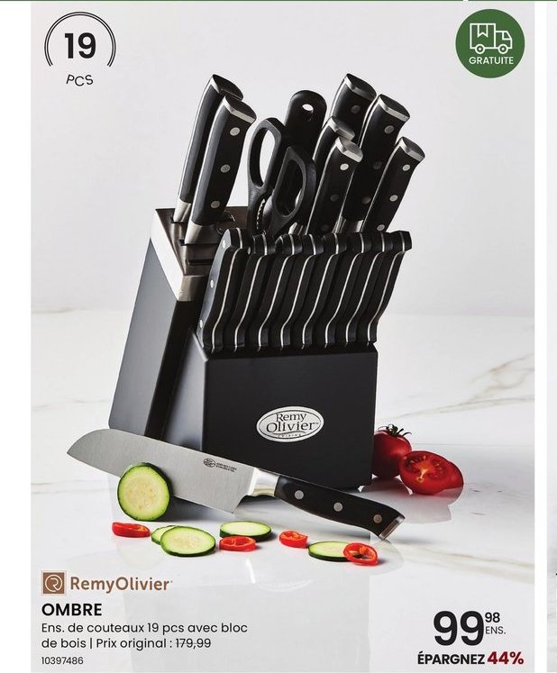 RemyOlivier OMBRE Ens. de couteaux 19 pcs avec …