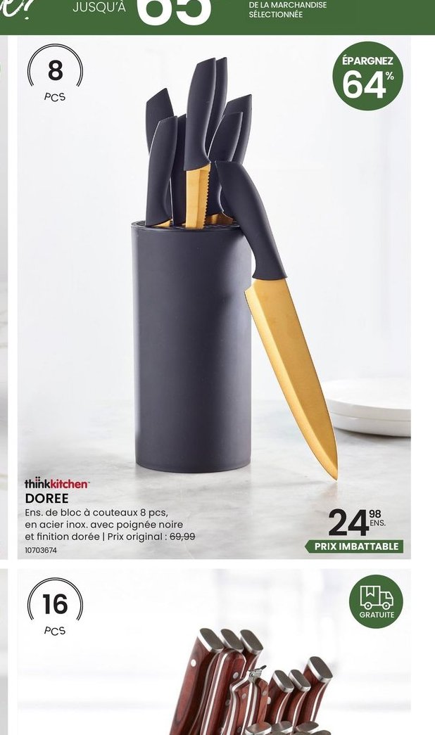 thinkKitchen DOREE - Ens. de bloc à couteaux 8 …