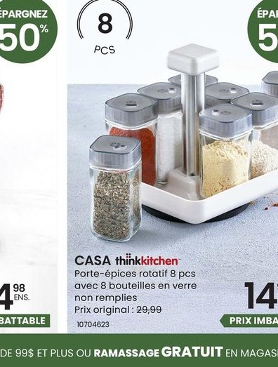 Casa thinkKitchen Porte-épices rotatif 8 pcs