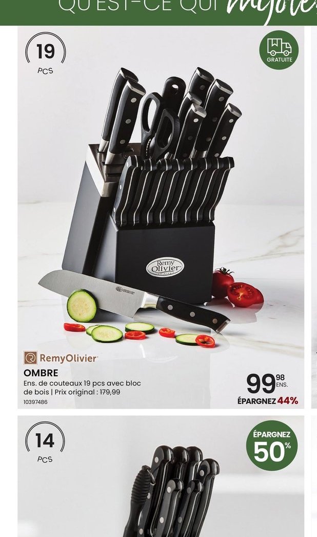 RemyOlivier OMBRE - Ens. de couteaux 19 pcs ave…