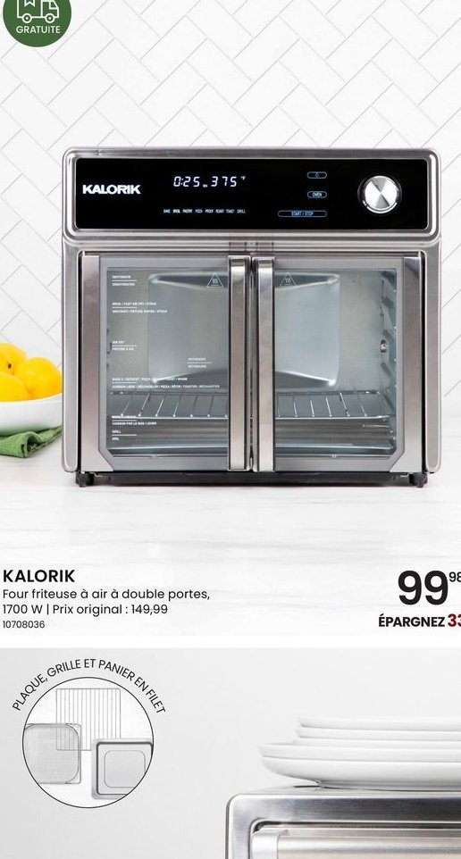 KALORIK Four Friteuse à air à double portes