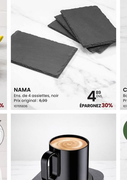 NAMA Ens. de 4 assiettes noir