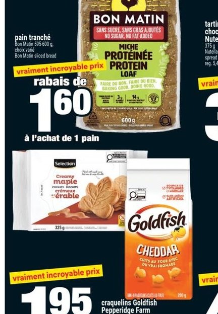 Produit affichié pour sandwichs
