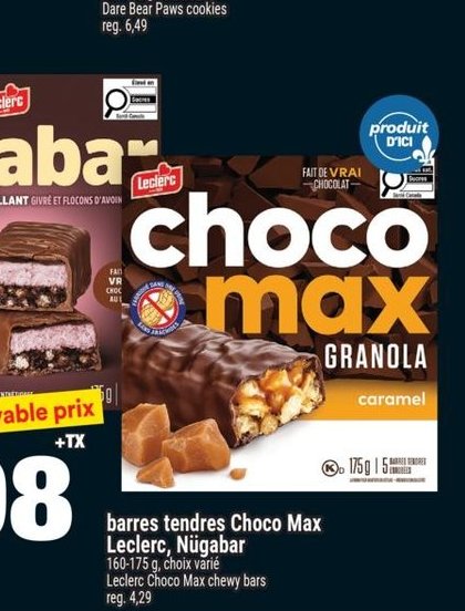 Leclerc Nûgaba Barres tendres Choco Max