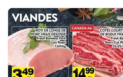 Rôti de longe de porc frais désossé