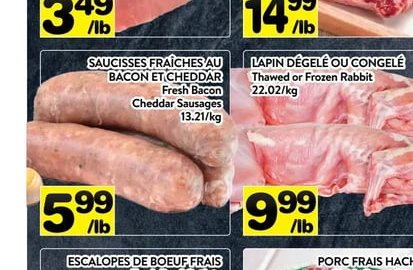 Saucisses fraîches au bacon et cheddar