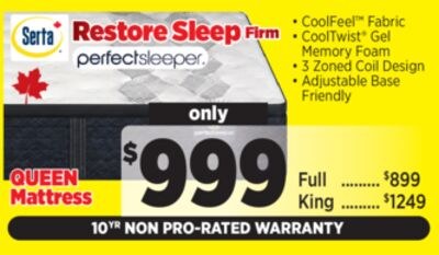 Serta "Perfect Sleeper" Restore Sleep Firm Quee…