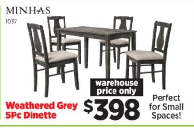 Kaylee Weathered Grey 5Pc Dinette