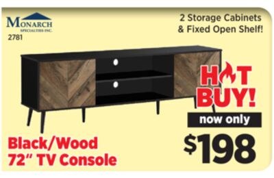 Black Wood 72" TV Console