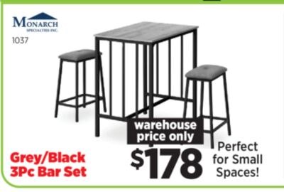 Grey/Black 3Pc Bistro Dinette