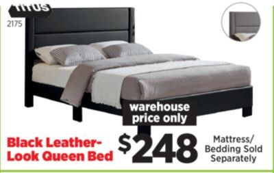 Black Leather-Look Queen Bed
