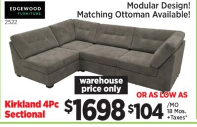 Kirkland Charcoal 4Pc Modular Sectional