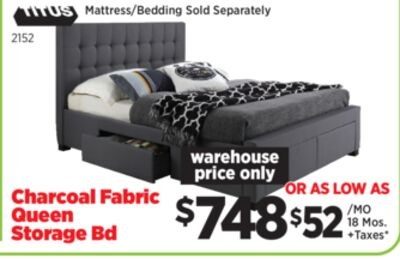 Charcoal Fabric Queen Storage Bed