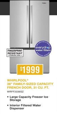 WHIRLPOOL® 36" FAMILY-SIZED CAPACITY FRENCH DOO…