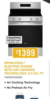 WHIRLPOOL® ELECTRIC RANGE WITH AIR COOKING TECH…