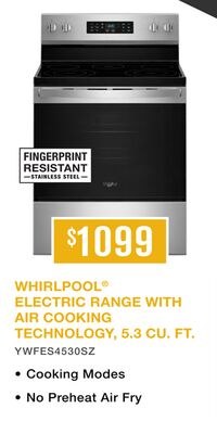 WHIRLPOOL® ELECTRIC RANGE WITH AIR COOKING TECH…