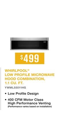 WHIRLPOOL® LOW PROFILE MICROWAVE HOOD COMBINATI…