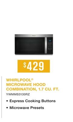 WHIRLPOOL® MICROWAVE HOOD COMBINATION, 1.7 CU. …