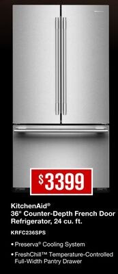 KitchenAid® 36" Counter-Depth French Door Refri…