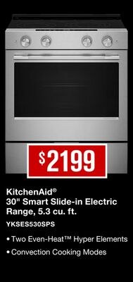 KitchenAid® 30" Smart Slide-in Electric Range, …