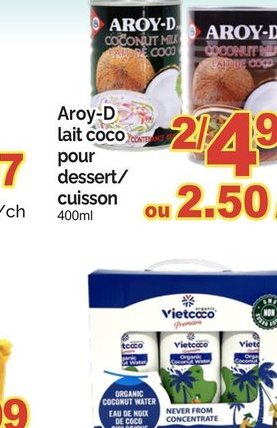 Aroy-D lait coco pour dessert/cuisson
