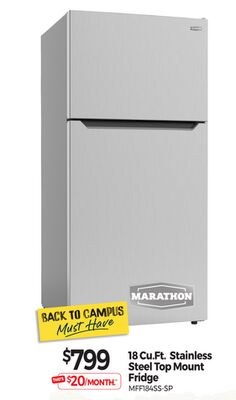 MARATHON 18 Cu.FL. Stainless Steel Top Mount Fr…