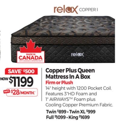 Copper Plus Queen Mattress In A Box