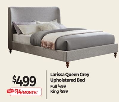 Larissa Queen Grey Upholstered Bed