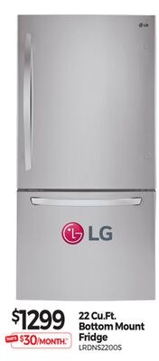 22 Cu.Ft. Bottom Mount Fridge