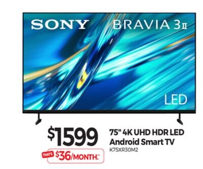 75" 4K UHD HDR LED Android Smart TV