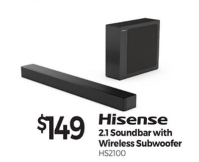 Hisense 2.1 Soundbar with Wireless Subwoofer HS…