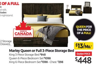 Marley Queen or Full 3-Piece Storage Bed