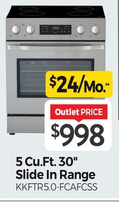 5 Cu.Ft. 30" Slide In Range