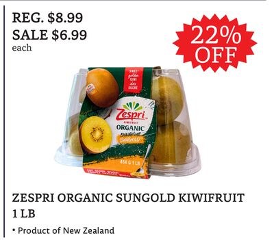 ZESPRI ORGANIC SUNGOLD KIWIFRUIT