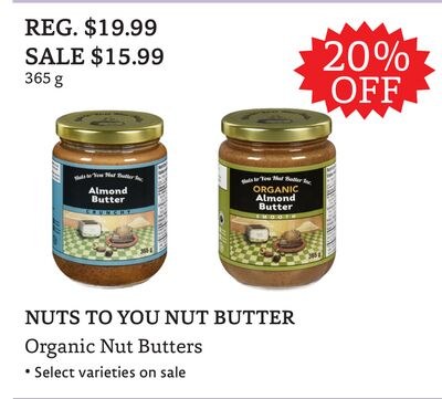 NUTS TO YOU NUT BUTTER Organic Nut Butters