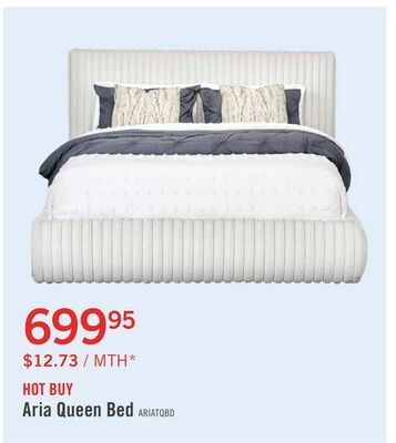 Aria Upholstered Platform Bed in Grey Fabric, T…