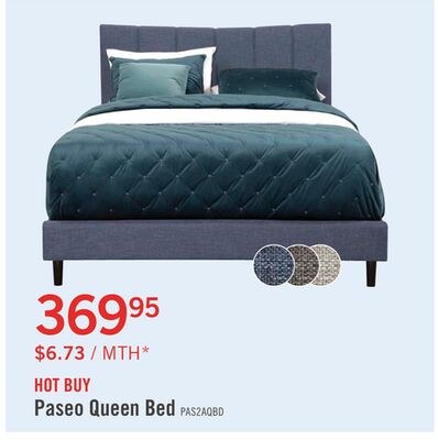 Paseo Upholstered Platform Bed in Navy Fabric -…