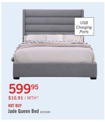 Jade Upholstered Platform Bed with USB Ports in…