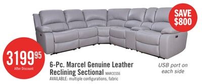Marcel 6-Piece Genuine Leather Power Reclining …