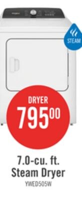 Whirlpool 7 Cu. Ft. Electric Dryer with Steam -…