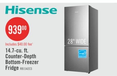 Hisense 27.7" 14.7 Cu. Ft. Bottom-Mount Refrige…