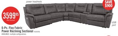 Floy 6-Piece Faux Suede Power Reclining Section…