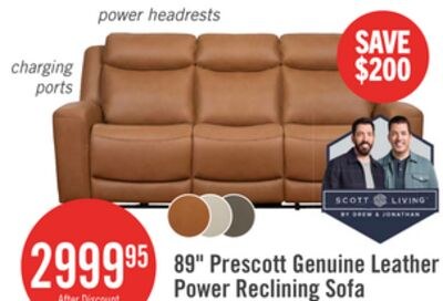 Scott Living Prescott 88.5" Genuine Leather Pow…